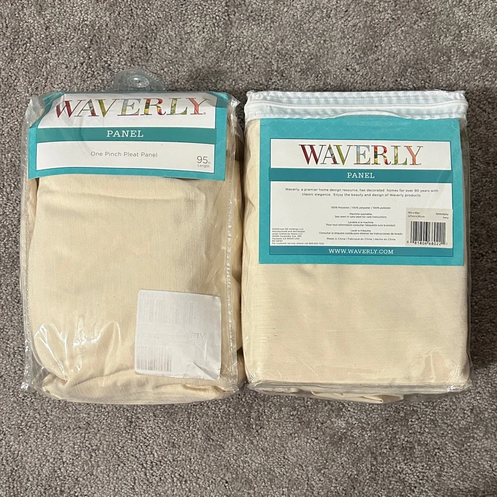 2 Waverly Serendipity Ivory‎ One Pleat Panels – 50x95 (Ivory) NWT